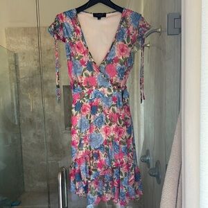 Laundry By Shelli Segal Pink and Blue Floral Midi Dress